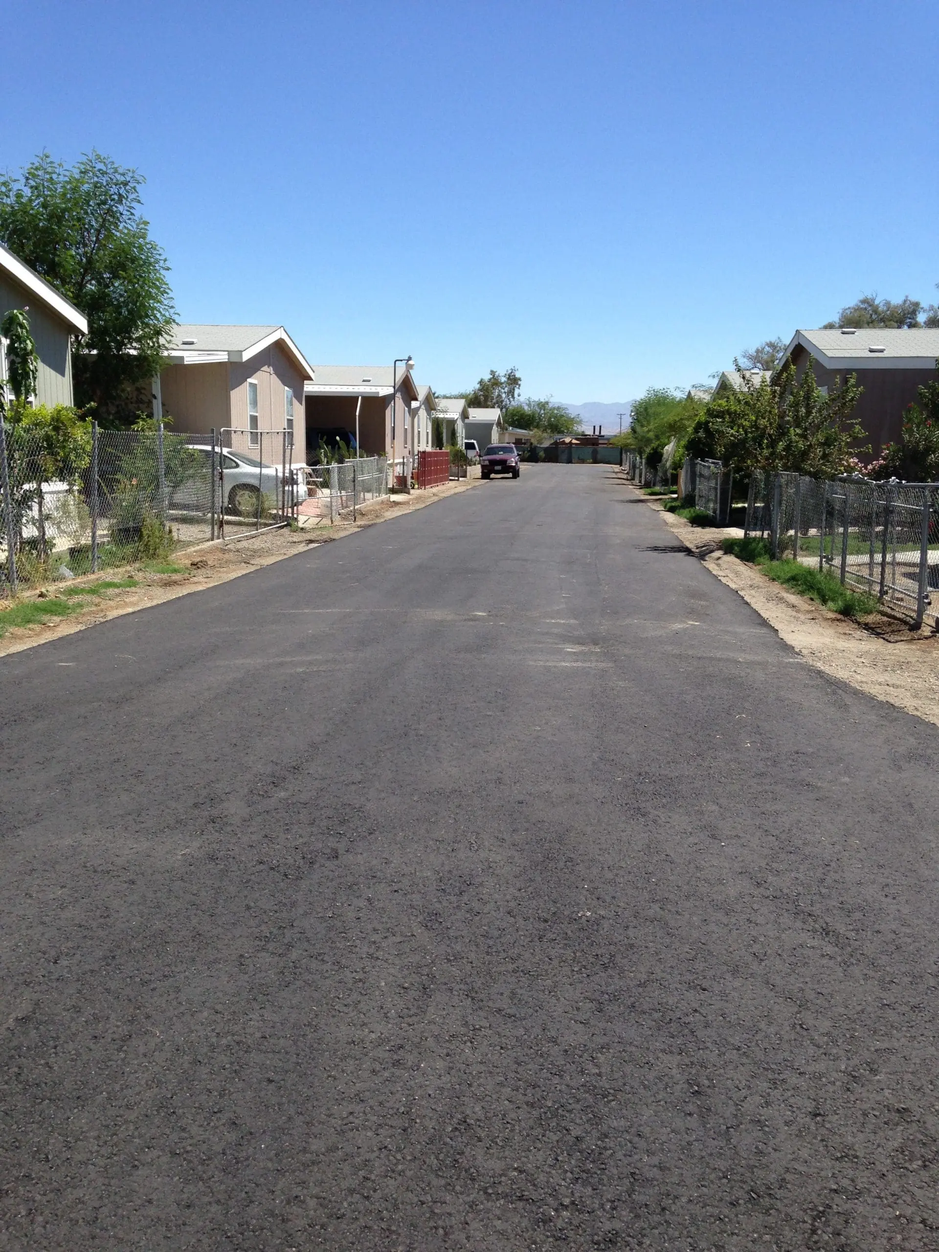 Paved road in a mobile home park.